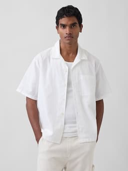 Gap — Linen-Cotton Relaxed Straight-Hem Shirt