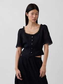 Gap — Lace-Trim Peplum Top
