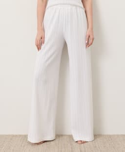 Pact — Pointelle Wide Leg Pant - White